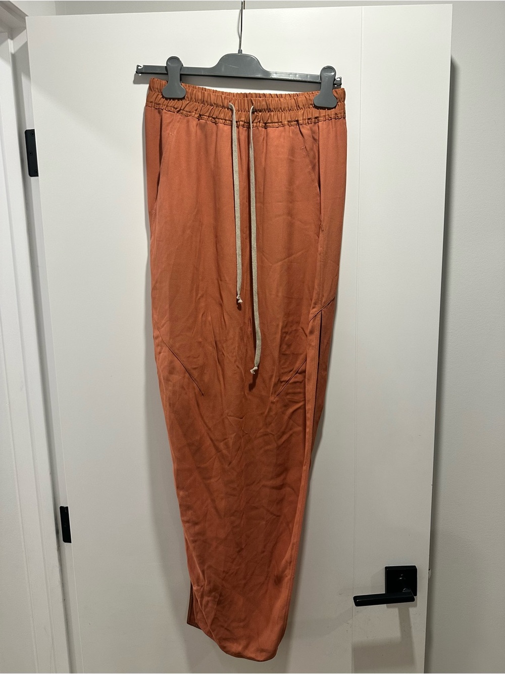 Rick Owens Maxi Skirt in Rust Orange with Drawstring Waist